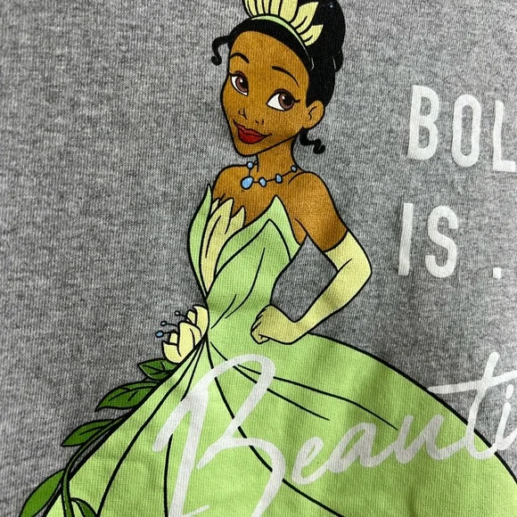 DISNEY “BOLD IS BEAUTIFUL” BROWN PRINCESS GREY SHORT SLEEVE T SHIRT - Picture 3 of 8